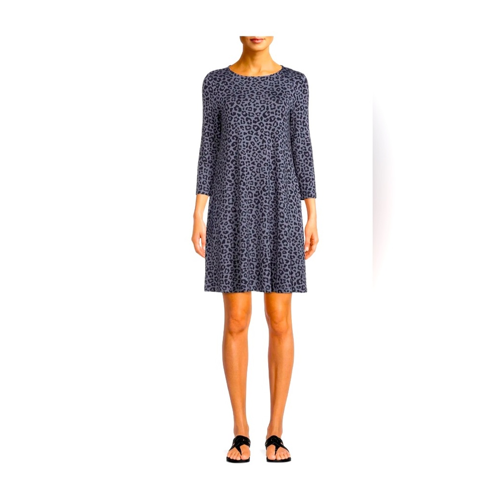Women’s “Time and Tru” Black & Gray Leopard Print Dress
